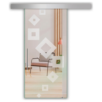 Sliding Glass Door With Designs ALU100, 38"x81"