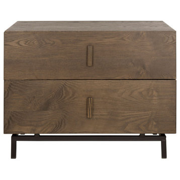 Chey Mid Century Scandinavian Lacquer 2 Drawer Cabinet, Dark Brown/Black