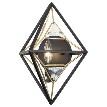 Varaluz 353W01 Marcia 14" Tall Wall Sconce - Matte Black / French Gold