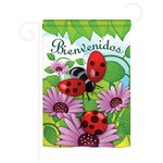 Breeze Decor - Bienvenidos Tortolitas 2-Sided Impression Garden Flag - Size: 13 Inches By 18.5 Inches - With A 3" Pole Sleeve. All Weather Resistant Pro Guard Polyester Soft to the Touch Material. Designed to Hang Vertically. Double Sided - Reads Correctly on Both Sides. Original Artwork Licensed by Breeze Decor. Eco Friendly Procedures. Proudly Produced in the United States of America. Pole Not Included.