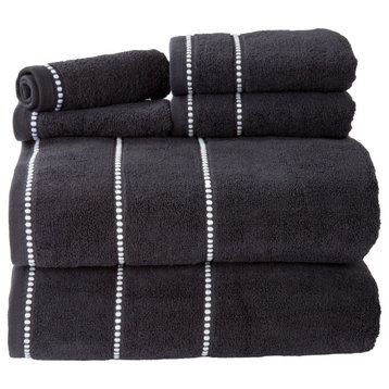 18PC Towel Set Absorbent Cotton Bathroom Accessories Quick Dry Towels, Black