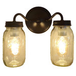 The Lamp Goods - Canning Jar Double Wall Sconce New Quarts, Oil Rubbed Bronze - charming mason jar double sconce wall light ready for the country, cottage or cabin home.