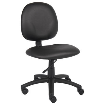 Boss Office Faux Leather Upholstered Wide Seat Office Swivel Chair in Black