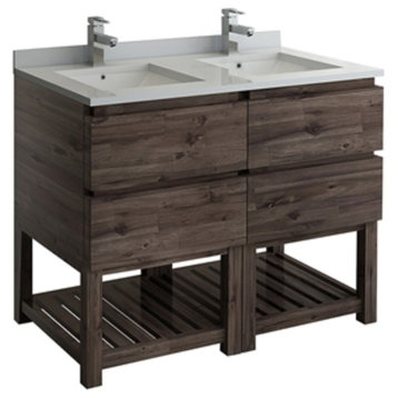 Formosa 46" Floor Standing Open Bottom Double Sink Modern Bathroom Cabinet