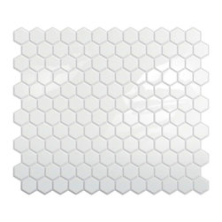 Peel-and-Stick Hexagon Mosaic Backsplash, White - Tile