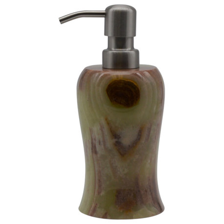 Avalon Collection Whirl Green Onyx Soap Dispenser, Brushed Nickel