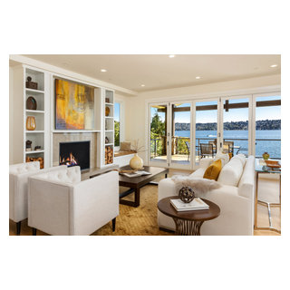 Mercer Island Waterfront Home - Transitional - Living Room - Seattle ...