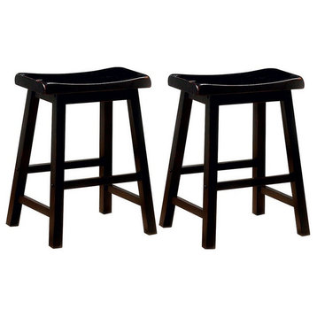 Bowery Hill 23.25" Transitional Wood Backless Counter Stool in Black