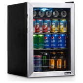 Auseo 2.6 Cu.ft Beverage Refrigerator Cooler, 100 Can Mini Fridge with  Glass Door for Soda, Beer or Wine for Bar/Office/Home