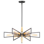 Maxim - Wings Six Light Chandelier - Sharp lines radiate from a pointed pin central body creating geometric angled wings that are sandwiched between matching conical fonts. Finished in a combination Antique Brass and Black this collection is both contemporary and warm. Complete this look with vintage T10 light bulbs to for the full effect.