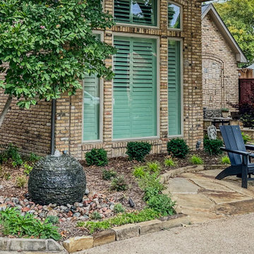 Refined Curb Appeal: Bubbling Basalt Fountain & Flagstone Entry | Plano, TX