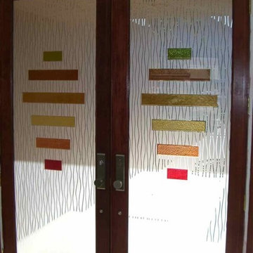 Glass Doors - Frosted Glass Front Entry Doors - TRIPTIC WATER TRAILS