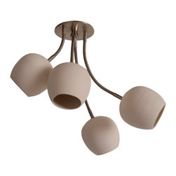 lightexture - LED Bouquet: Ceiling Light with Four Ceramic Shades, White - Flush-mount Ceiling Lighting