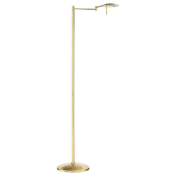 Dessau Turbo Swing Arm Floor Lamp, Satin Brass
