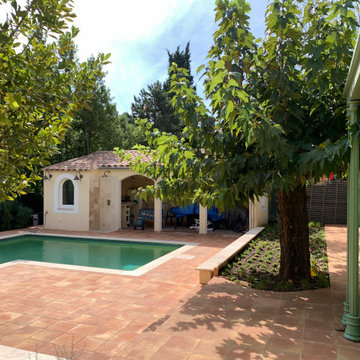 Extension de 50m² avec verrière, pool house piscine et aménagements extérieurs