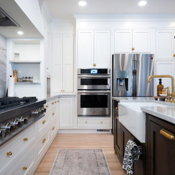 Custom Plaster Hood in White and Wood Kitchen