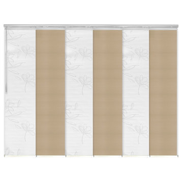 Flourishing White-Bisque 6-Panel Track Extendable Vertical Blinds 70-130"x94"
