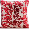 Red Red Floral 26"x26" Burnout Velvet Euro Sham, Cayenne Red Florals