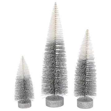 S/3 Grey to White Ombre Bottle Brush Trees.