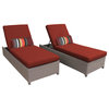 Florence Wheeled Chaise Set of 2 Outdoor Wicker Patio Furniture in Terracotta