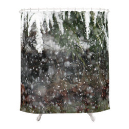 BACK to BASICS - It's Snowing, Fabric Shower Curtain - Shower Curtains