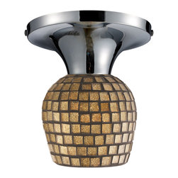 Elk Lighting - Elk Lighting Celina Polished Chrome & Gold Leaf Glass 7'' Wide Semi-Flush Mount - Flush-mount Ceiling Lighting
