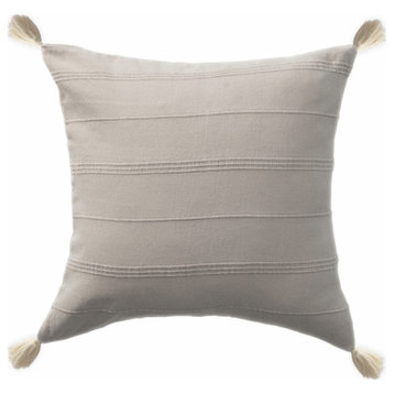 18" X 18" Beige 100% Cotton Zippered Pillow