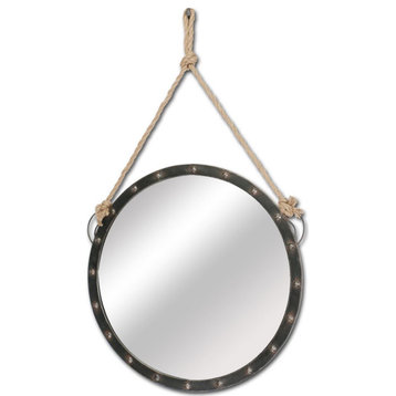 HomeRoots 27" Round Metal Frame Wall Mirror