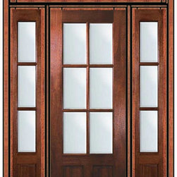 Prehung Patio Side lights-Transom Door 96 Mahogany 3/4 Lite 6 Lite - Patio Doors