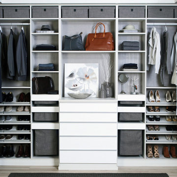 His and Her Walk-In Sleek Contemporary Closet