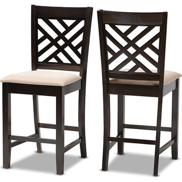 Caron Counter Height Pub Chair (Set of 2) - Sand Brown, Espresso