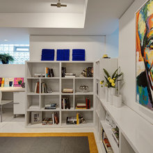 built in shelves FLOR rug