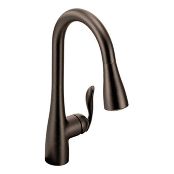 Modern Arch Kitchen Faucet, 1 Handle & Pull Down Sprayer, Bronze