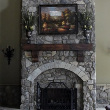 Stone Veneer Fireplace Makeover