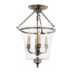 Sussex Bell Jar Semi-Flush, 4-Light, Antique Nickel, Clear Glass, 12"W