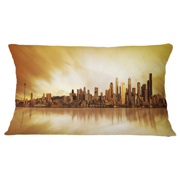 Seattle Panorama Landscape Photography Throw Pillow, 12"x20"