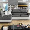 ALONZO Sectional Sleeper Sofa, White/Grey, Left Facing