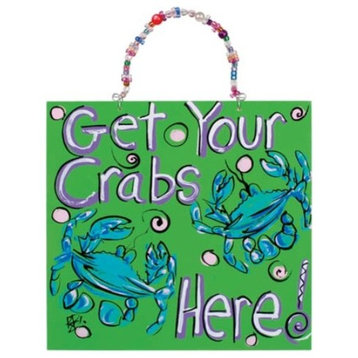 Get Your Blue Crabs Here Beaded Sign Fun Wall Decor Plaque