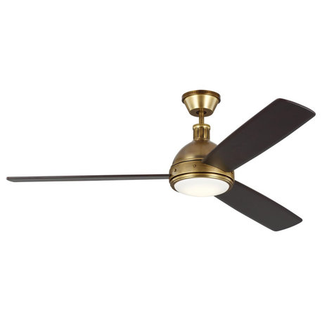 Monte Carlo Hicks 60" Ceiling Fan With LED Antique Brass