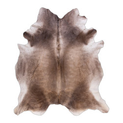 Supreme Natural Cowhide Area Rug, Handmade, Gray, Hair-on-Hide, 6'9"x6'7" - Area Rugs