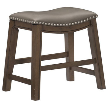 Lexicon Ordway 18" Faux Leather Saddle Dining Stool in Gray