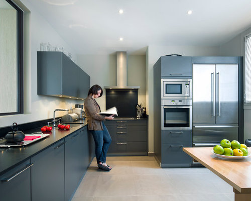 Cuisine avec un plan de travail en granite : photos et idées déco ... De décor Plan cuisine Travail