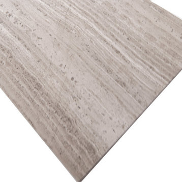 12"x24" White Oak Marble Field Tile, Micro Beveled, Polished, Set of 50