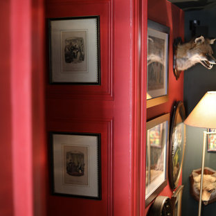 Inspiration for a victorian home theater remodel in Other