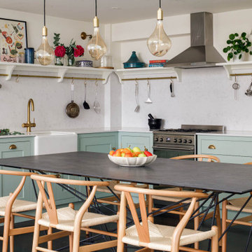 Blue Green Shaker Kitchen