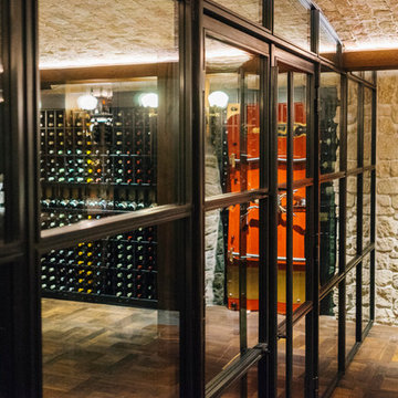 Corona Del Mar Newport Beach Custom Wine Cellar Backlit Contemporary Glass Wine