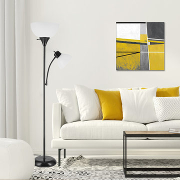 Delilah 72 in. Matte Black Torchiere Floor Lamp with Adjustable Reading Light