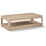 Meridian Furniture - Reeves Table, Black, Coffee Table, Natural, Coffee Table - Bring home the Reeves Natural Coffee Table to give your room a fresh new look. This art deco coffee table features a sleek design with rounded corners and a bottom shelf ideal for storing items you use most handily nearby. Oak veneer and solid wood with MDF construction give the table a sturdy demeanor, so it holds up to use by your busy family. A chic natural finish and natural wood grain variation ensure that this coffee table blends nicely with existing decor in your modern home.