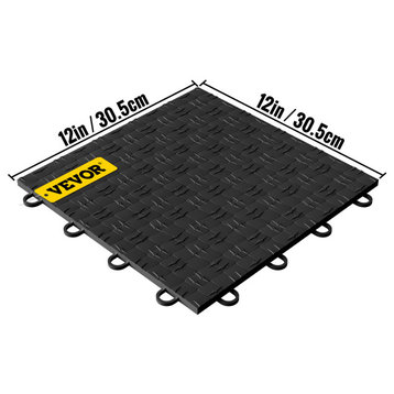 VEVOR 12"x12" Interlocking Garage Flooring Tiles, Black, 50 Sq. Ft.