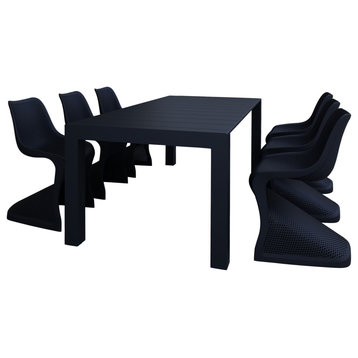 Compamia Bloom Extendable Patio Dining 7-Piece Set, Black
